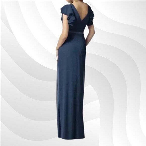 2/$50 Dessy Collection Vivian Diamond Midnight Gold Dress Size 2 | Elegant Gown - Picture 2 of 9